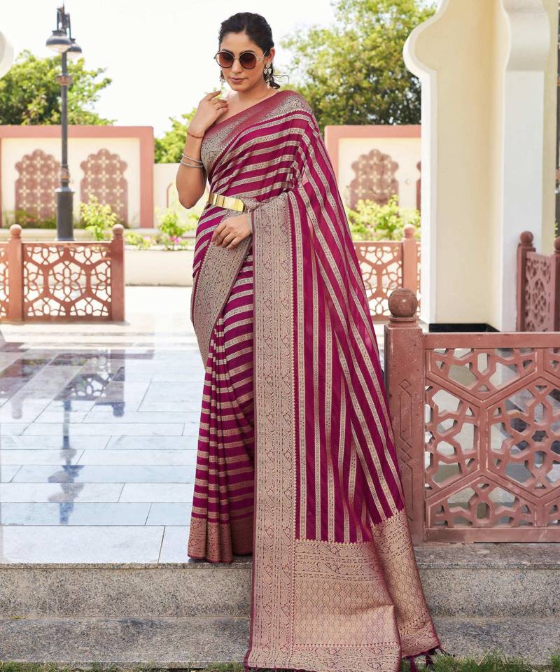 maroon color beautiful woven designer partywear ethnic saree