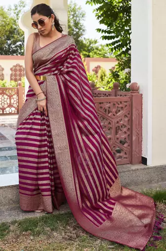maroon woven partywear ethnic saree