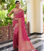 pink color beautiful woven designer partywear ethnic saree