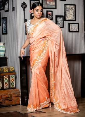 multicolor woven organza sequins work all seasons sarees 3