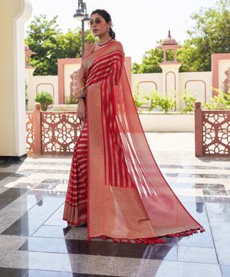 red woven partywear ethnic saree 2