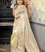 gold woven tissue zari work all seasons sarees