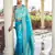 firozi color georgette fabric heavy wevon designer work  graceful saree