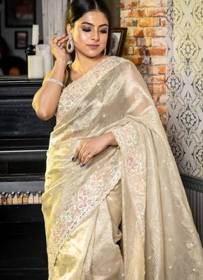 gold woven tissue zari work all seasons sarees 2