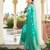 sea green color georgette fabric heavy wevon designer work  graceful saree