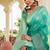 sea green color georgette fabric heavy wevon designer work  graceful saree