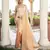 peach color georgette fabric heavy wevon designer work  graceful saree