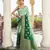 green color georgette fabric heavy wevon designer work  graceful saree