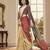 yellow color deisgner printed crepe art silk saree for ceremonial presence