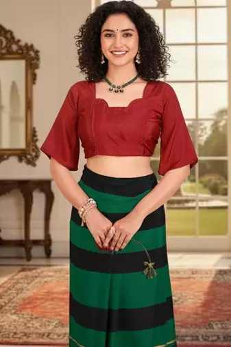 green deisgner printed crepe art silk blend saree ceremonial presence