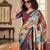 multy color deisgner printed crepe art silk saree for ceremonial presence