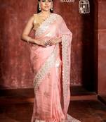 pink woven organza zari work all seasons sarees
