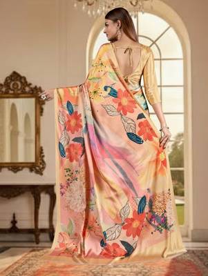 peach deisgner printed crepe art silk blend saree ceremonial presence 2