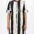 Black striped floral embroidered cotton straight kurti
