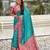 sea green color patola silk blend fabric woven meenakari designer saree