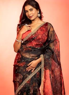 black woven organza zari work all seasons sarees 1