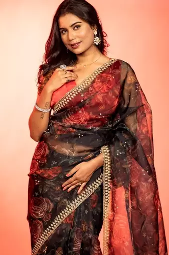 black woven organza zari work all seasons sarees