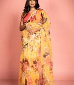 yellow woven organza zari work all seasons sarees
