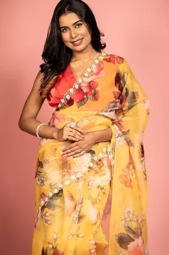 yellow woven organza zari work all seasons sarees
