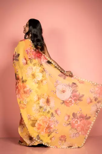 yellow woven organza zari work all seasons sarees