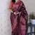 wine color soft silk blend  woven jari designer ethnic partywear saree