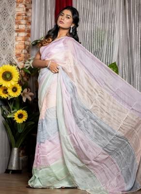 multicolor woven organza sequins work all seasons sarees 2