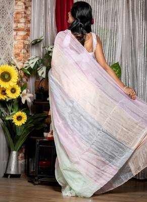 multicolor woven organza sequins work all seasons sarees 3