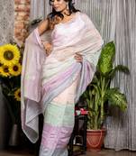 multicolor woven organza sequins work all seasons sarees