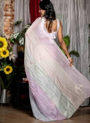 multicolor woven organza sequins work all seasons sarees 3