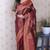 maroon color soft silk blend  woven jari designer ethnic partywear saree