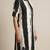 Black striped floral embroidered cotton straight kurti