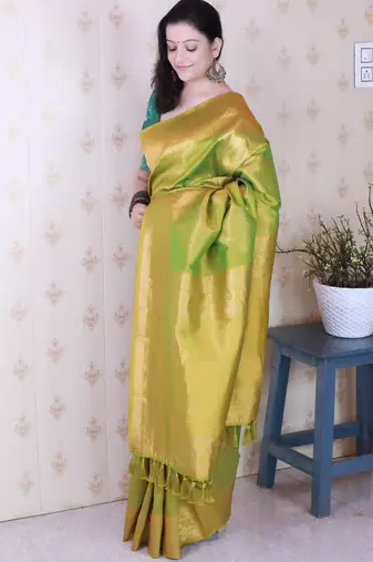 mahendi soft silk blend woven zari ethnic partywear saree