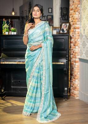 multicolor woven organza zari work all seasons sarees 1