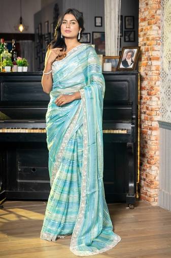 multicolor woven organza zari work all seasons sarees