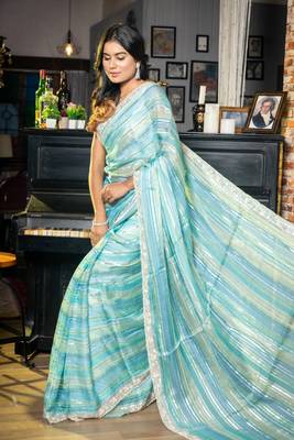 multicolor woven organza zari work all seasons sarees 3