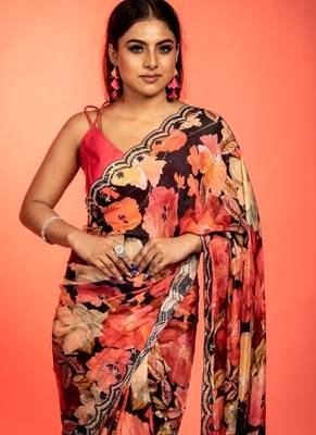 black printed faux silk blend blend resham embroidery all seasons sarees 2