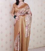 brown color beautiful partywear ethnic saree