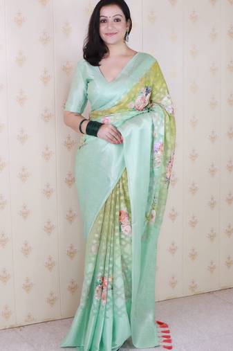 sea green color beautiful partywear ethnic saree