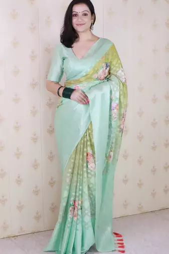 sea green color beautiful partywear ethnic saree
