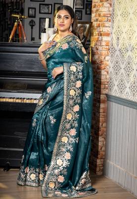 multicolor woven tissue zari work all seasons sarees 1