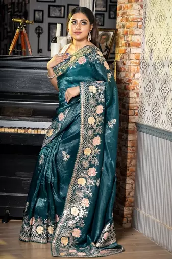 multicolor woven tissue zari work all seasons sarees