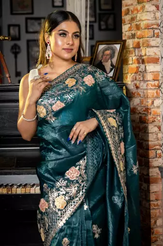multicolor woven tissue zari work all seasons sarees