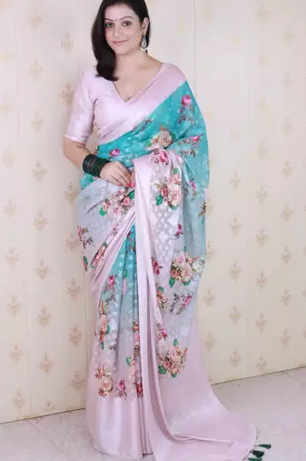 pink color beautiful partywear ethnic saree