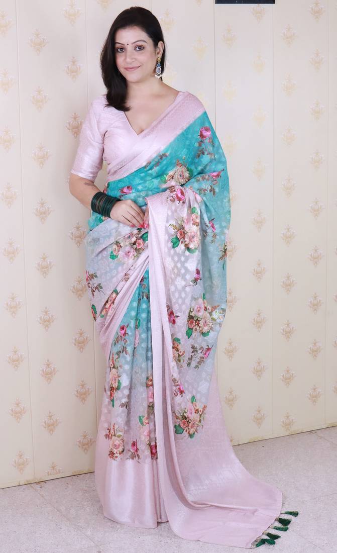 pink color beautiful partywear ethnic saree