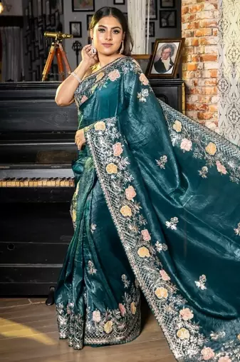 multicolor woven tissue zari work all seasons sarees