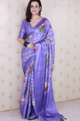 lavender color beautiful partywear ethnic saree