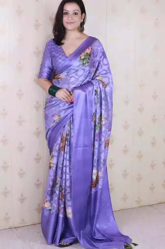 lavender color beautiful partywear ethnic saree