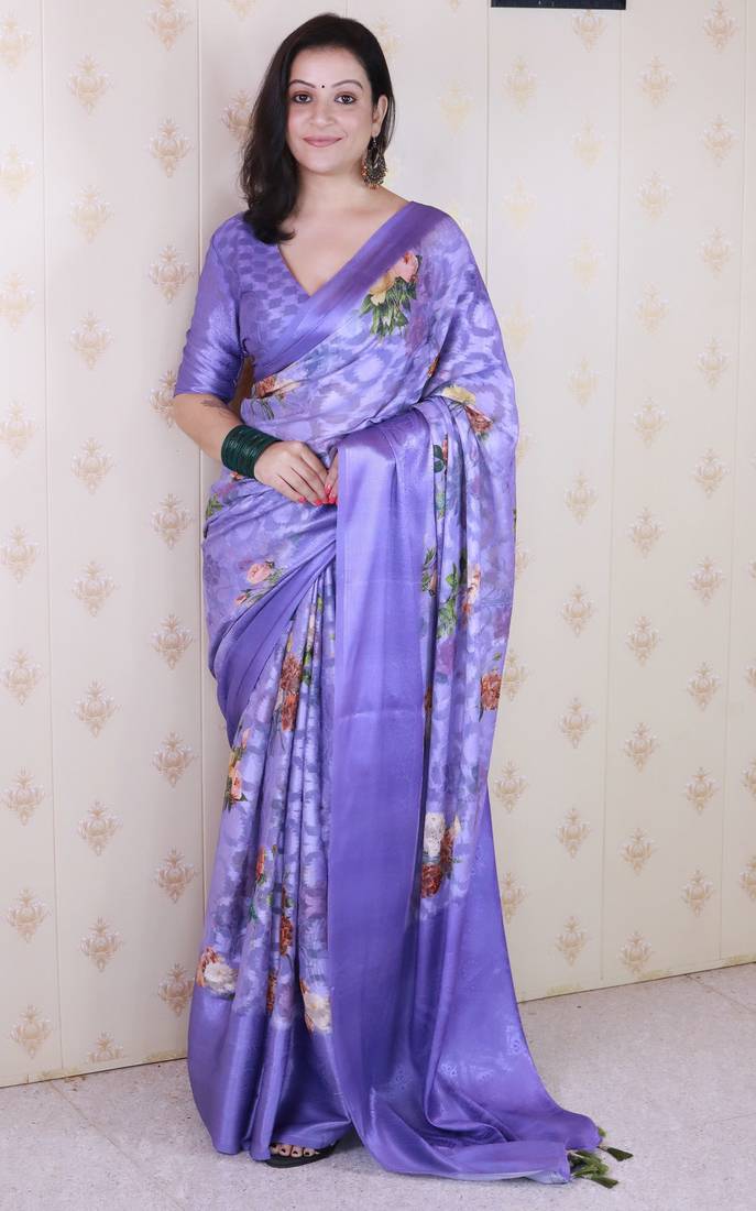 lavender color beautiful partywear ethnic saree
