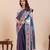 blue color soft silk blend fabric woven jari designer partywear saree