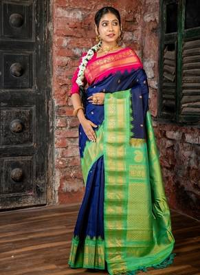 violet hand woven silk blend zari work all seasons sarees 1